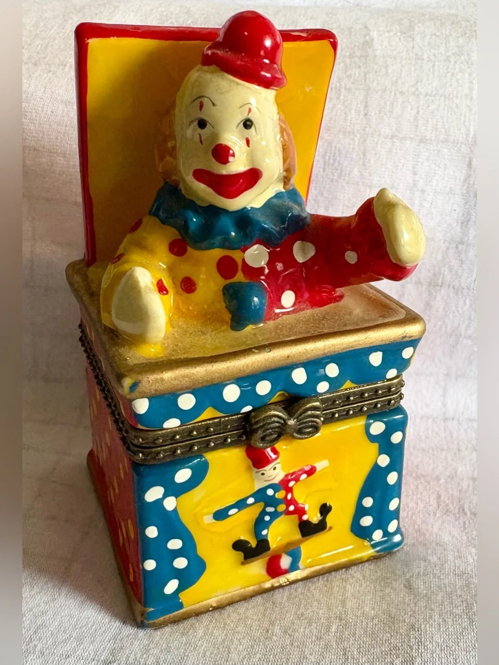Vintage Ceramic Clown Small Trinket Box
